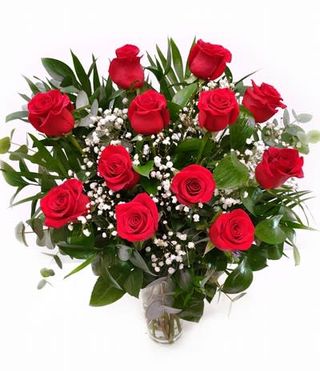 12 Rosas rojas de tallo largo