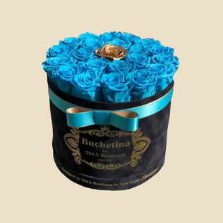 Cutie Rotunda Cu Trandafiri Criogenati Bleu