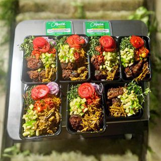 Abacha with 2fried Fish and Ugba