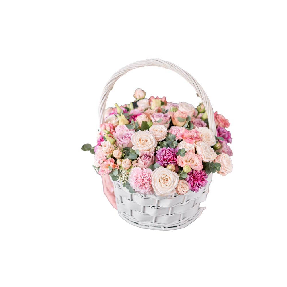 Kosze z mieszanych kwiatów