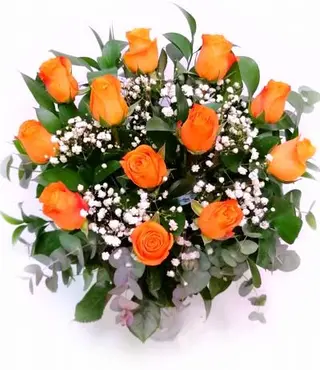 Ramo 12 rosas naranjas