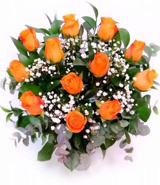 Ramo 12 rosas naranjas