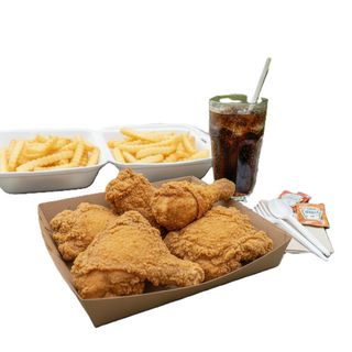 6-piece fried chicken combo with large fries & soda