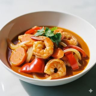 Gamberi al curry rosso