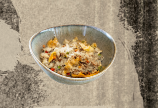 Ориз със зеленчуци и яйце на тепаняки