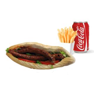 Sandwich Saucisse + Frites + Coca Cola offerte