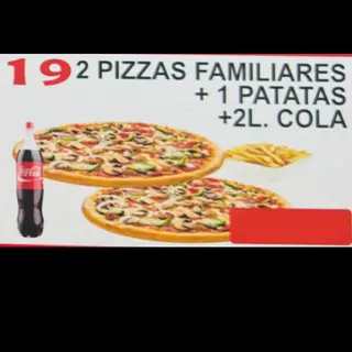 Menú 2 Pizzas Familiares