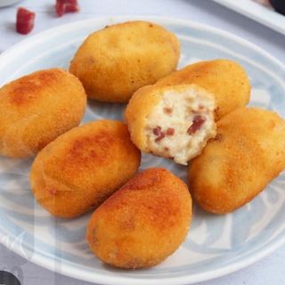 Pollo asado+ patatas fritas+ Croquetas de jamón 