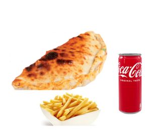 Calzone farcito  con patatine fritte e bevanda a scelta