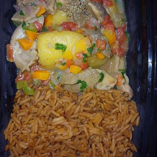 1/2 Katogo Offals+ 1/2 Pilau + Avocado + Greens