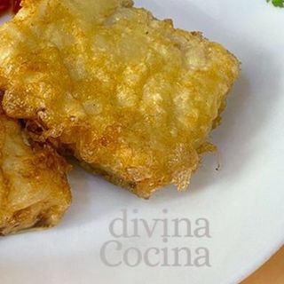 Bacalao rebozado Guarnición con patata fritas 