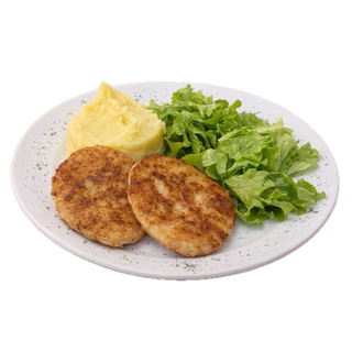 ქათმის კატლეტი პიურესთან