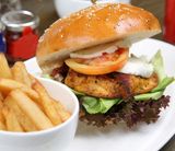 Grilled Chicken Burger + fries