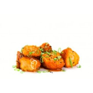 Spicy pollo karaage con cebolleta y shichimi