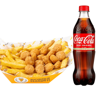 Cartofi cu Pops Pui Large + Coca Cola
