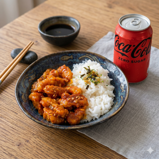 Sweet and sour chicken with rice + Coca-Cola Zero