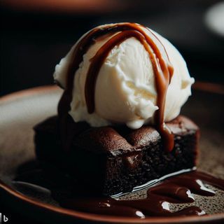 Brownie Casero Con Helado De Vainilla