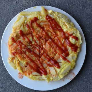 Potato fries and eggs