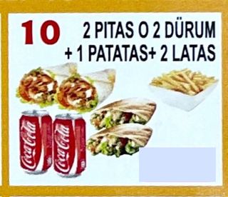 10. Menú Familiar 2 Pitas O 2 Durum