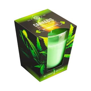 Vela aromática cannabis hojas secas