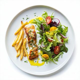 Dorsz saute w sosie cytrynowym z frytkami