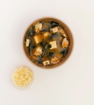 Miso soup with king prawns