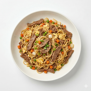 Spaghete de orez cu vita