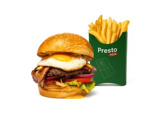 Presto burger vita combo + cartofi prajiti 130gr