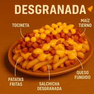 Salchipapa desgranada 