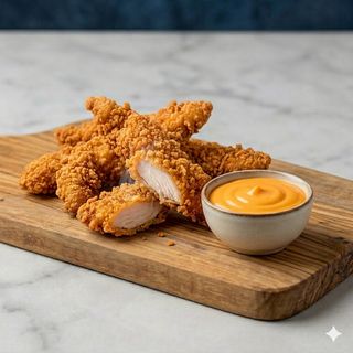 Breaded chicken + salsa cheddar