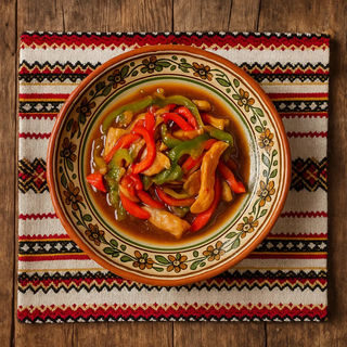 Tigaie picantă de pui cu legume