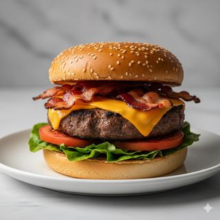 Bacon Cheeseburger con Patatas Fritas