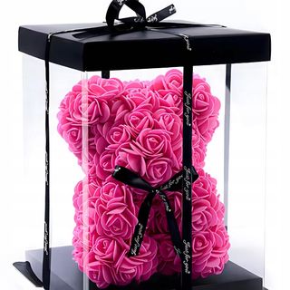 Miś z piankowych róż - różowy 