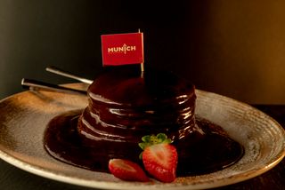 American pancakes with chocolate