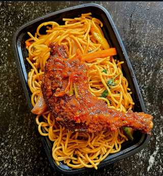 Stir Fry Spag And Bbq Chicken