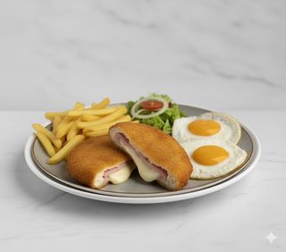 San Jacobo, Patatas, Huevo Y Ensalada