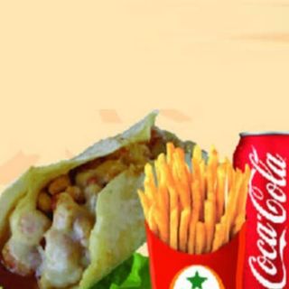 Menú burrito de pollo + patatas + bebida