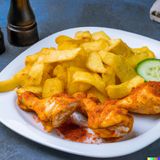 Chips with Tandoori Chicken