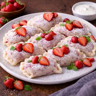 Pierogi z truskawkami  8 szt.