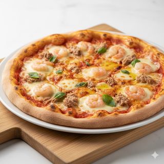 Pizza De Gambas Con Atún (30 Cm.)