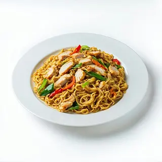 Fideos de arroz con pollo