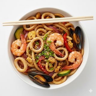 Frutti di mare yaki udon
