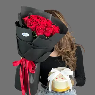 15 роз и + бенто  торт 
