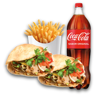2 Kebab Normal + Patatas + Refresco (1 lt.)