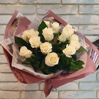 Buchet de 15 Trandafiri Albi