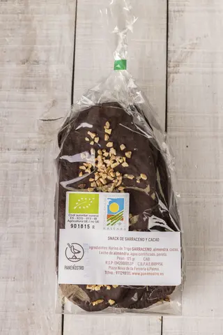 Snack De Harina De Sarraceno Con Cacao Y Almendras. 125 Grs.