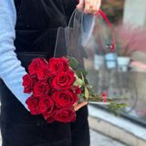 Red roses in bag
