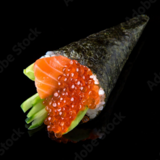 397.Temaki salmone ikura(1pz)三文鱼鱼籽手卷