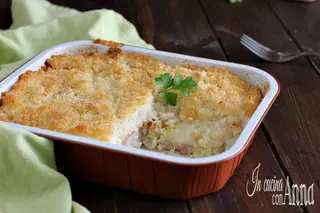 Gateau di patate con fior di latte e cotto 