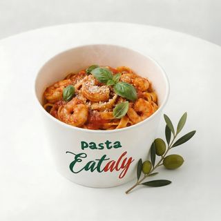 პასტა კრევეტით და პომიდვრის სოუსით